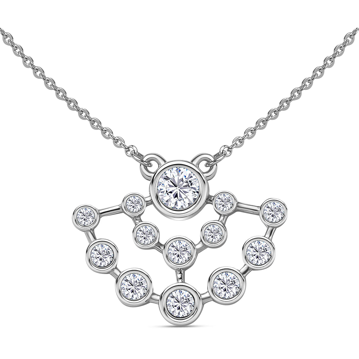 Moissanite Bubble Necklace (Size - 20) in Platinum Overlay Sterling Silver 7715786 0