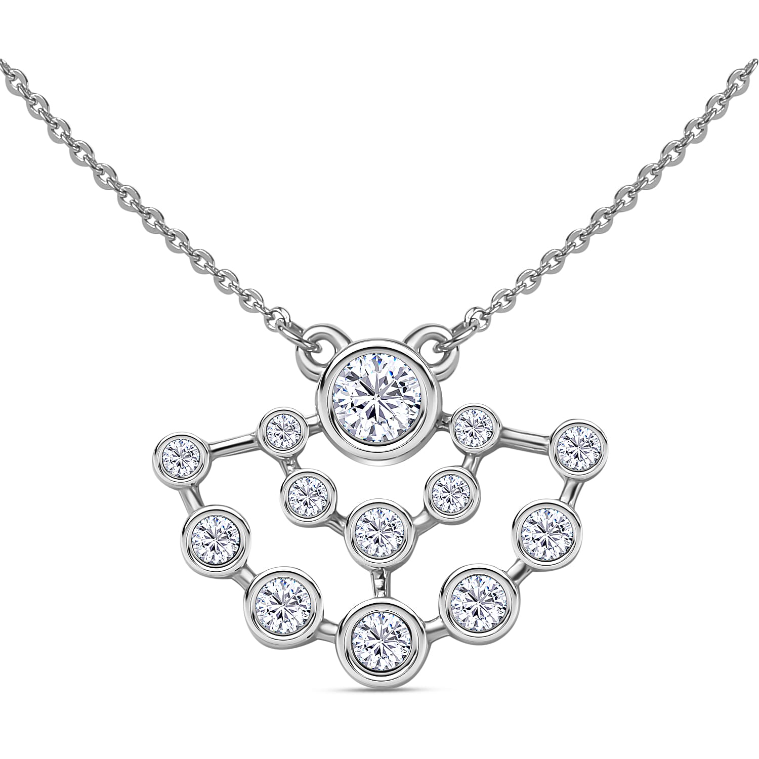 Moissanite Bubble Necklace (Size - 20) in Platinum Overlay Sterling Silver 7715786 0