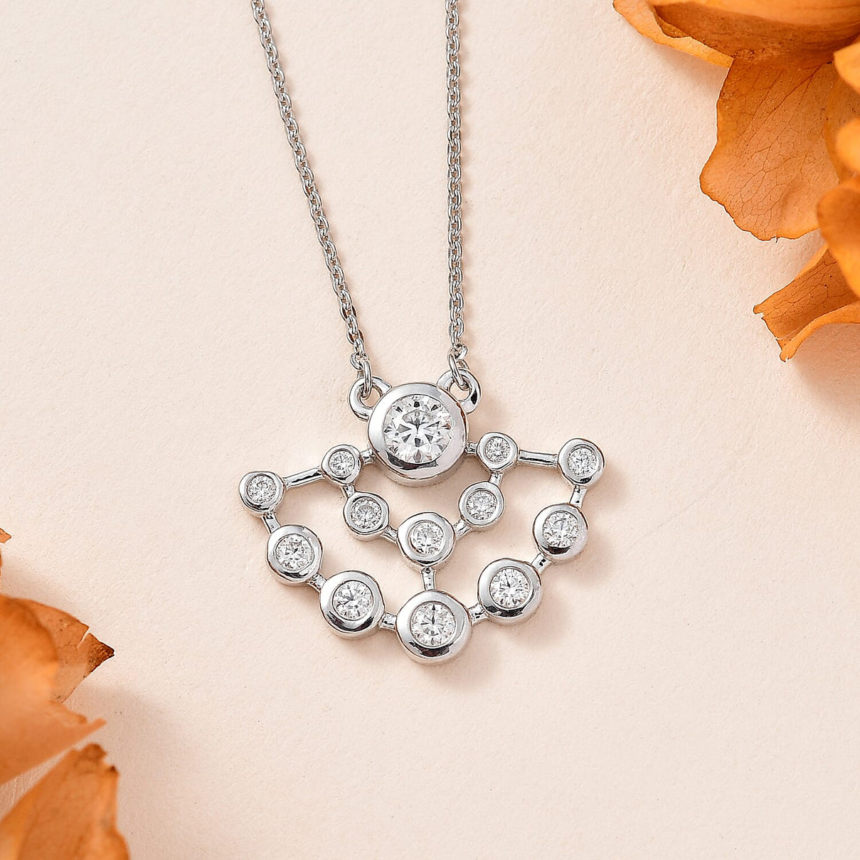 Moissanite Bubble Necklace (Size - 20) in Platinum Overlay Sterling Silver 7715786 2