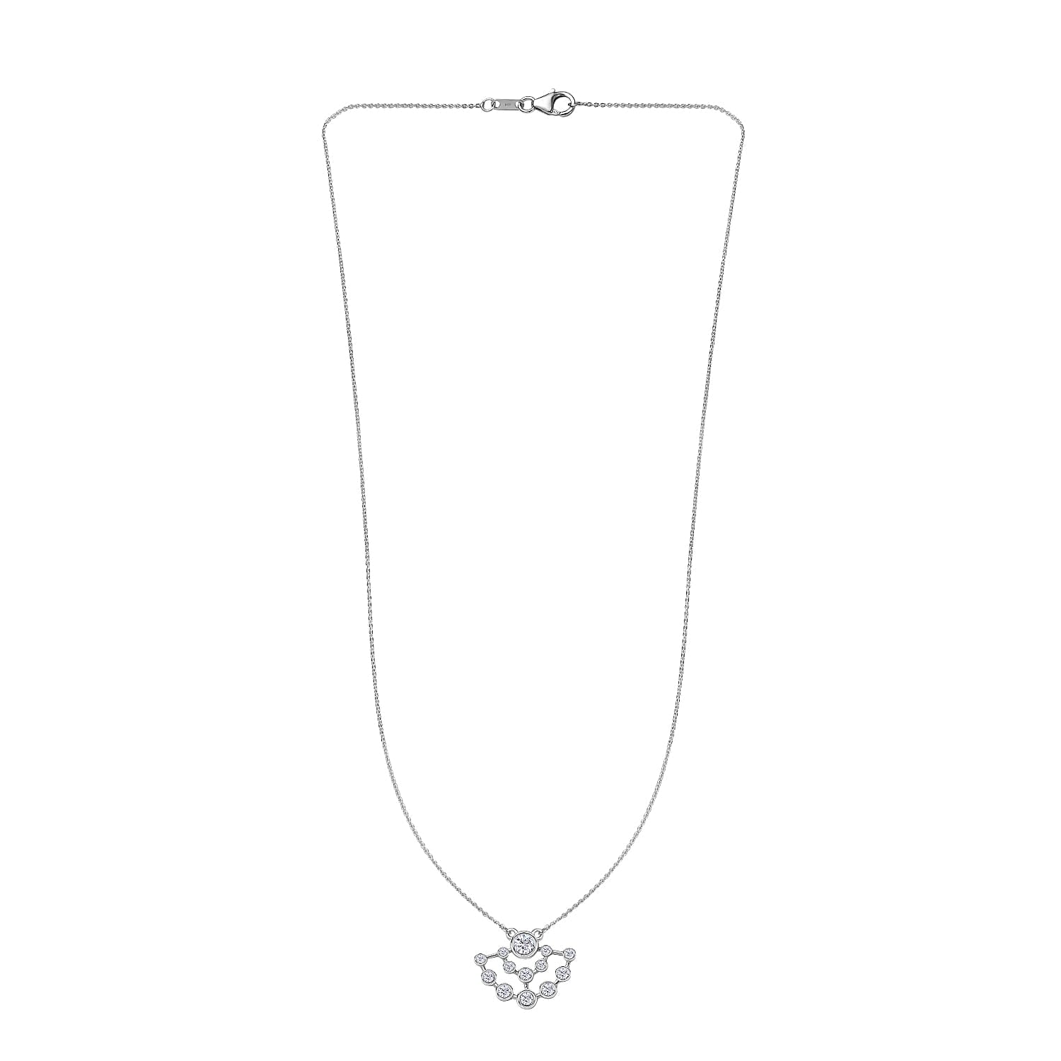 Moissanite Bubble Necklace (Size - 20) in Platinum Overlay Sterling Silver 7715786 3