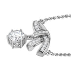 Moissanite Bowknot Necklace (Size - 20) in Platinum Overlay Sterling Silver