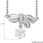 Moissanite Bowknot Necklace (Size - 20) in Platinum Overlay Sterling Silver