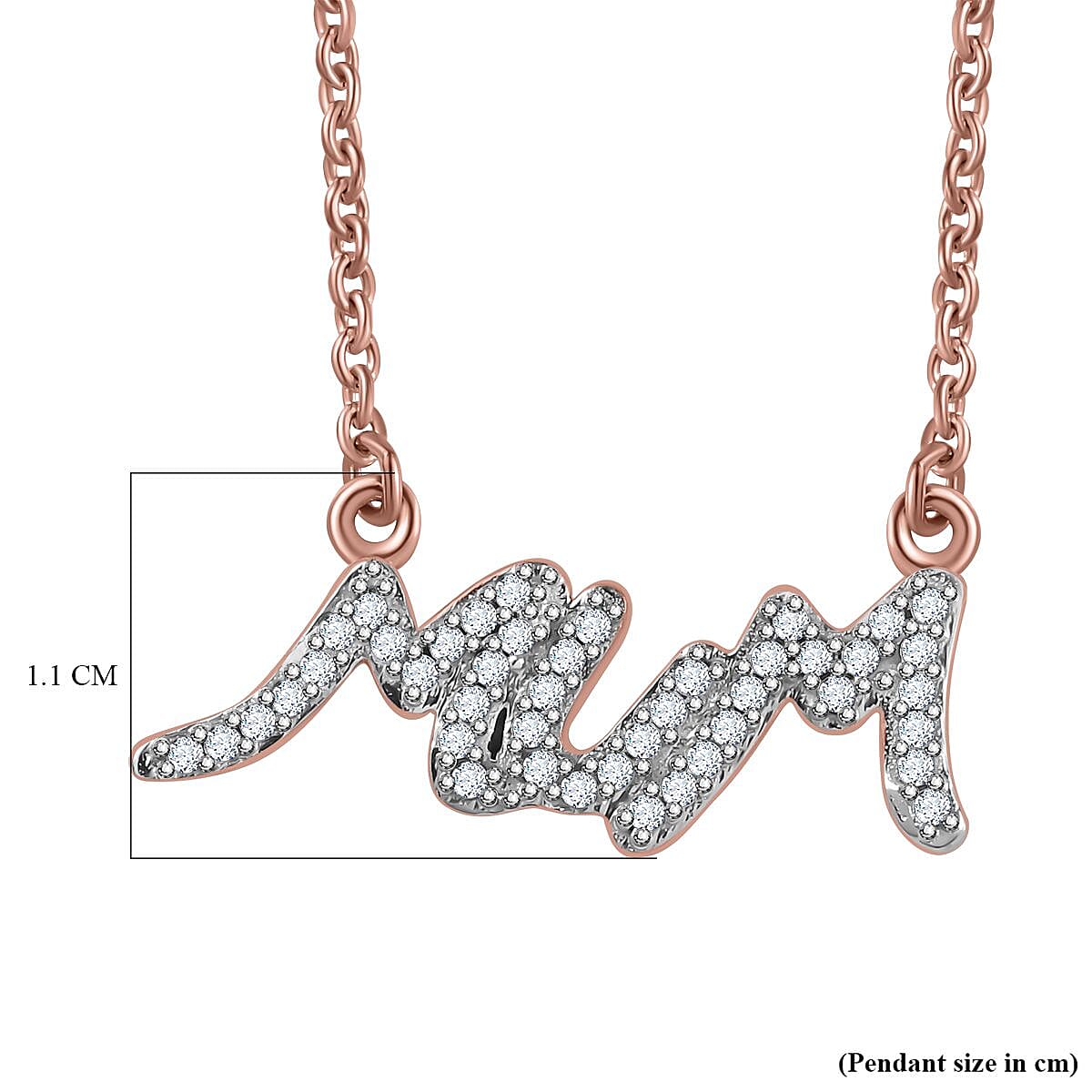 Moissanite MUM Necklace (Size - 20) in 18K Vermeil Rose Gold Plated Sterling Silver 0.22 ct 0.352 Ct. 7722873 6