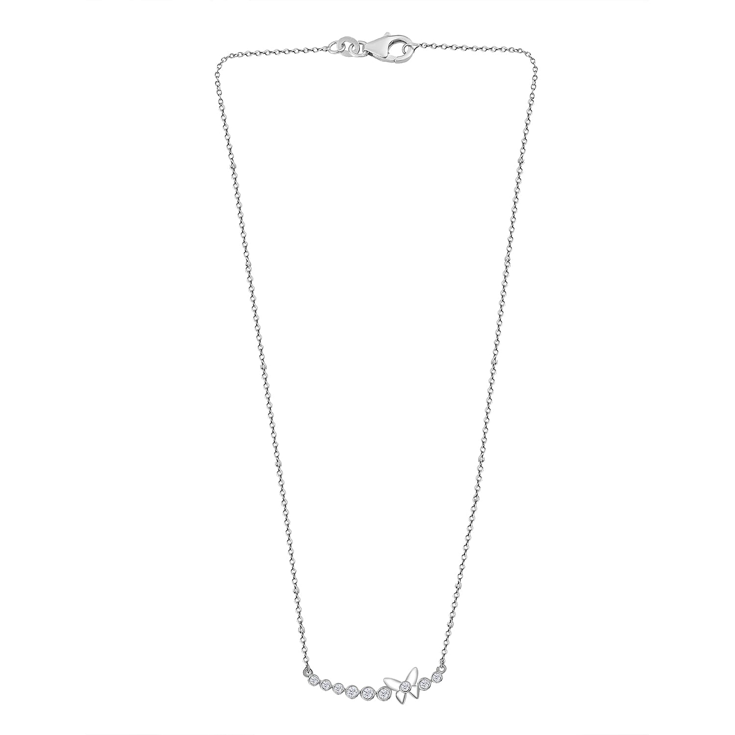 Moissanite Butterfly Necklace (Size - 20) in Rhodium Overlay Sterling Silver 0.43 ct. 7853243 4