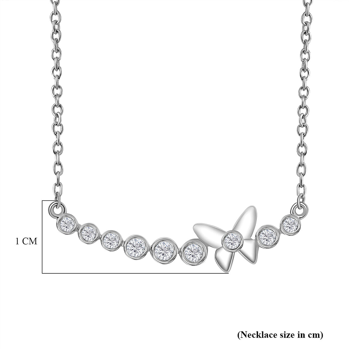Moissanite Butterfly Necklace (Size - 20) in Rhodium Overlay Sterling Silver 0.43 ct. 7853243 6