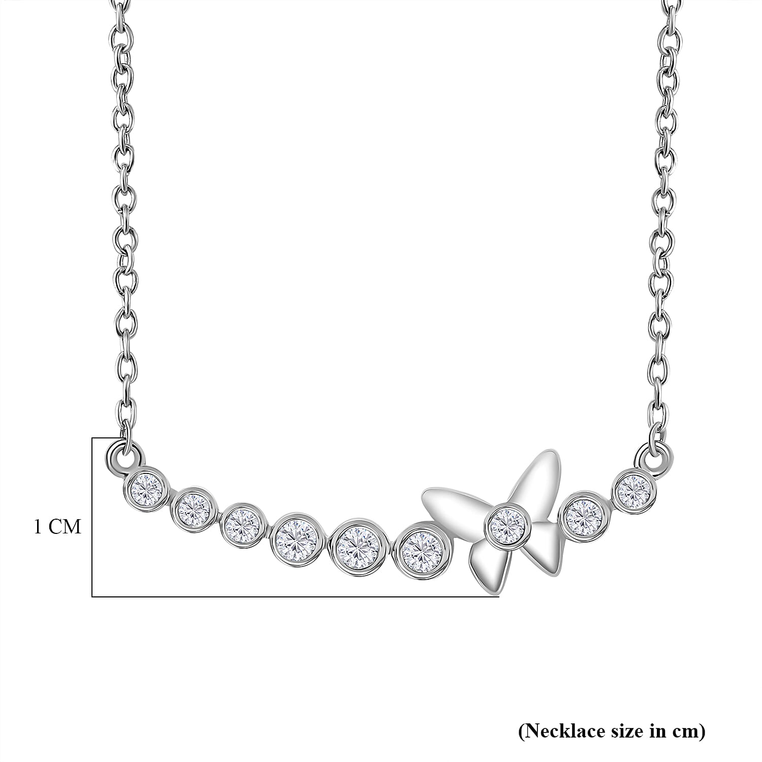 Moissanite Butterfly Necklace (Size - 20) in Rhodium Overlay Sterling Silver 0.43 ct. 7853243 6