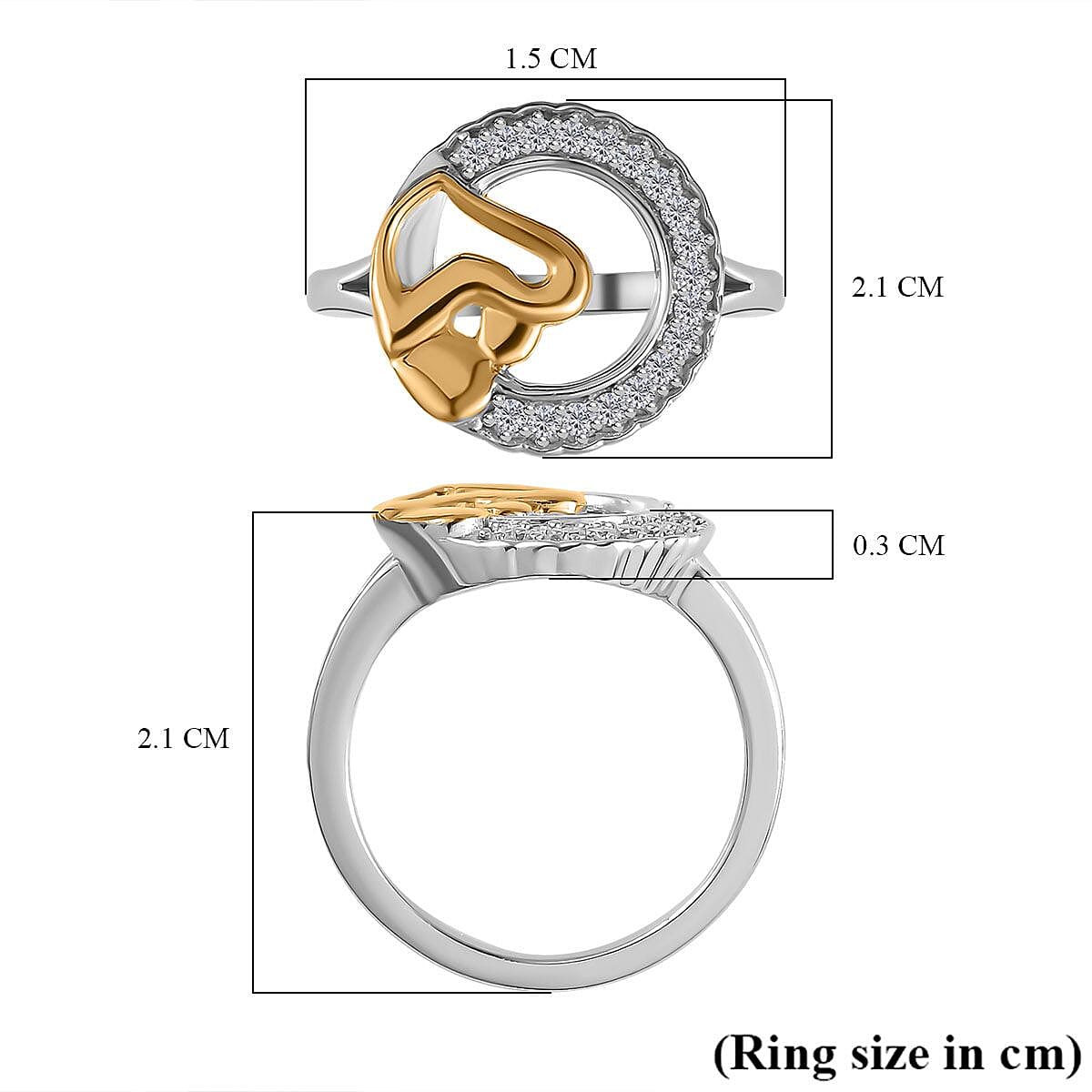 Moissanite Mother-Child Heart Ring in Platinum and 18K Vermeil Yellow Gold Plated Sterling Silver 7711555 5