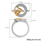 Moissanite Mother-Child Heart Ring in Platinum and 18K Vermeil Yellow Gold Plated Sterling Silver