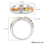 Moissanite 3 Stone Ring in 18K Vermeil YG & Rhodium Plated Sterling Silver