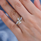 Moissanite Thunderbolt Trilogy Ring  in 18K Vermeil Yellow Gold Plated & Rodium. 0.81 Ct.