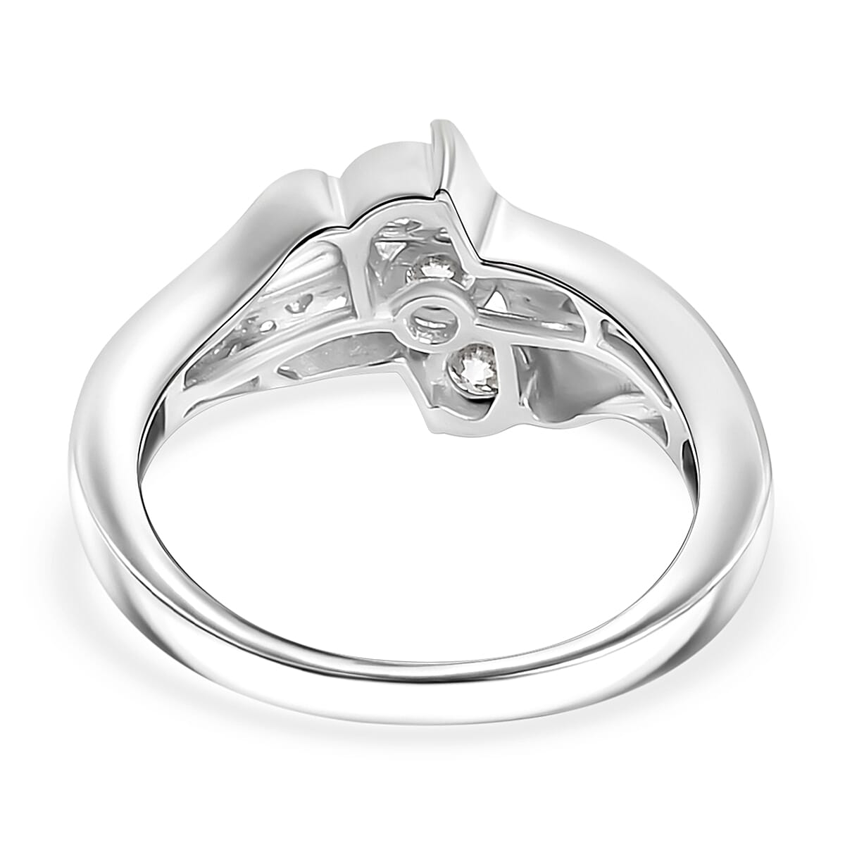 Moissanite Thunderbolt Trilogy Ring in 18K Vermeil Yellow Gold and Rhodium Plated Sterling Silver 7857149 4