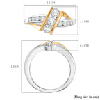 Moissanite Thunderbolt Trilogy Ring  in 18K Vermeil Yellow Gold Plated & Rodium. 0.81 Ct.