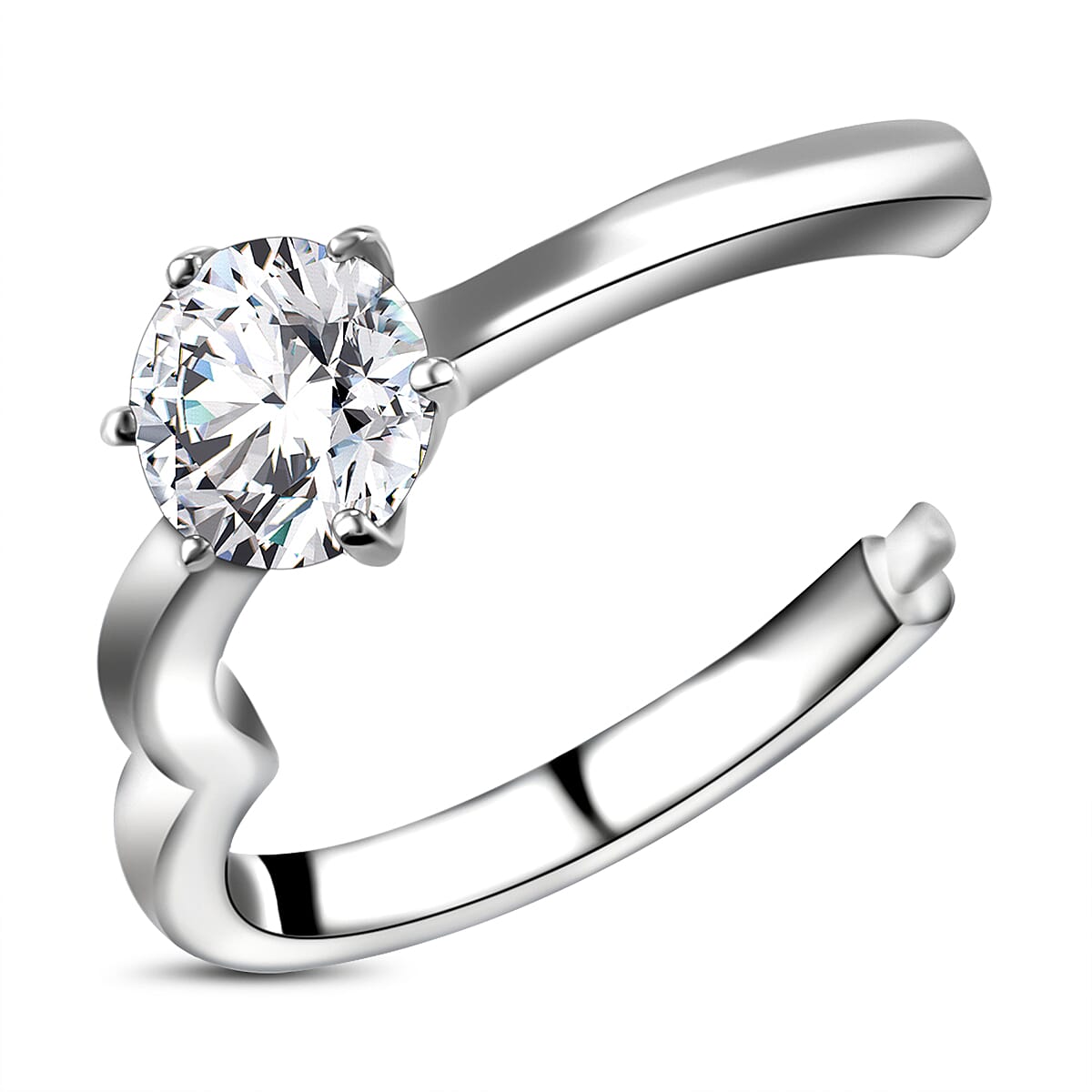 Moissanite Solitaire Openable Ring in Sterling Silver 0.94 ct. 7959212 3