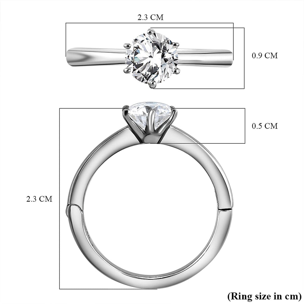 Moissanite  Fancy Ring  Sterling Silver 0.94 ct  0.940  Ct.