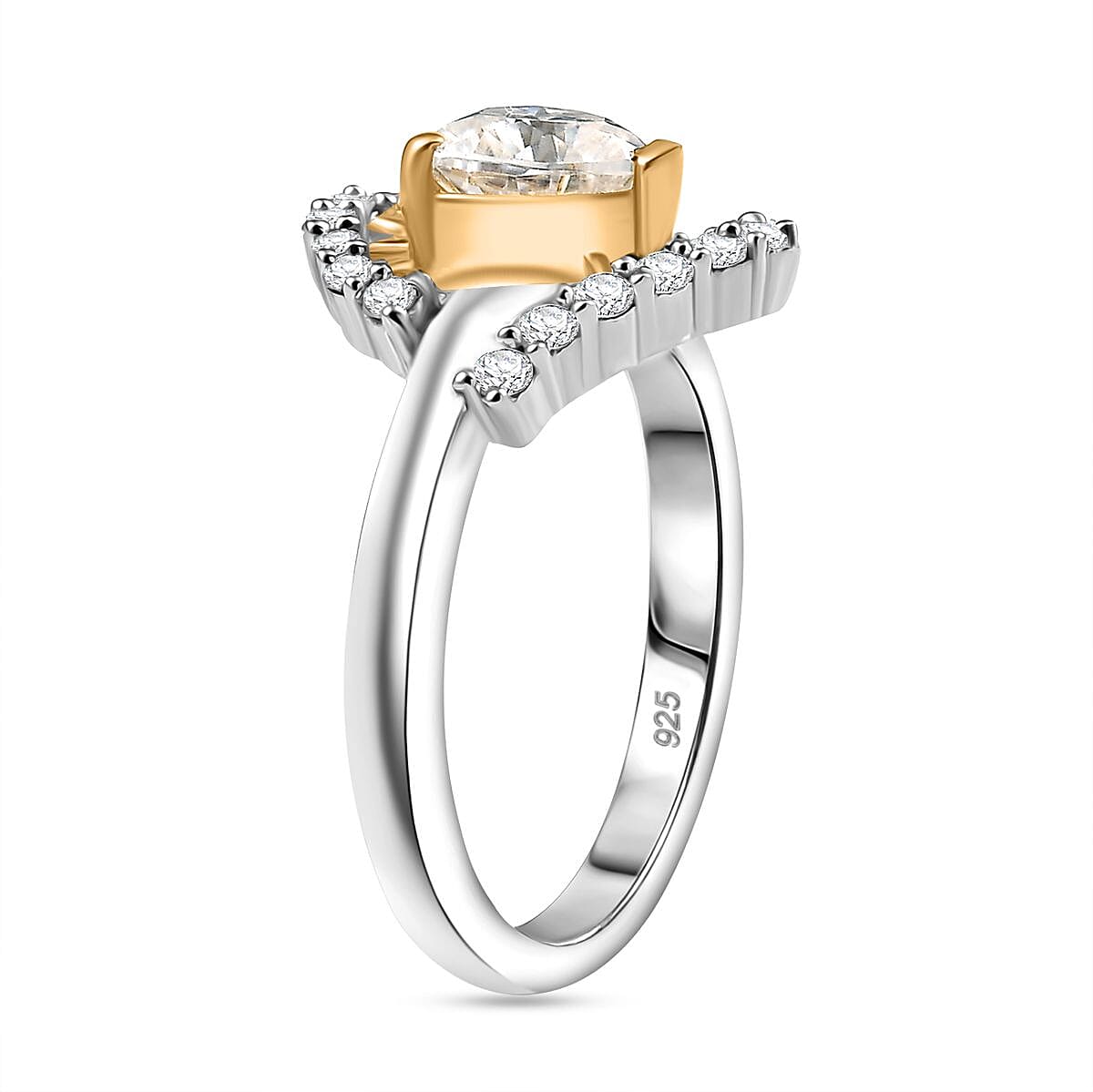 Moissanite Heart Ring in 18K Vermeil Yellow Gold and Rhodium Overlay Sterling Silver 1.21 Ct. 8076500 4