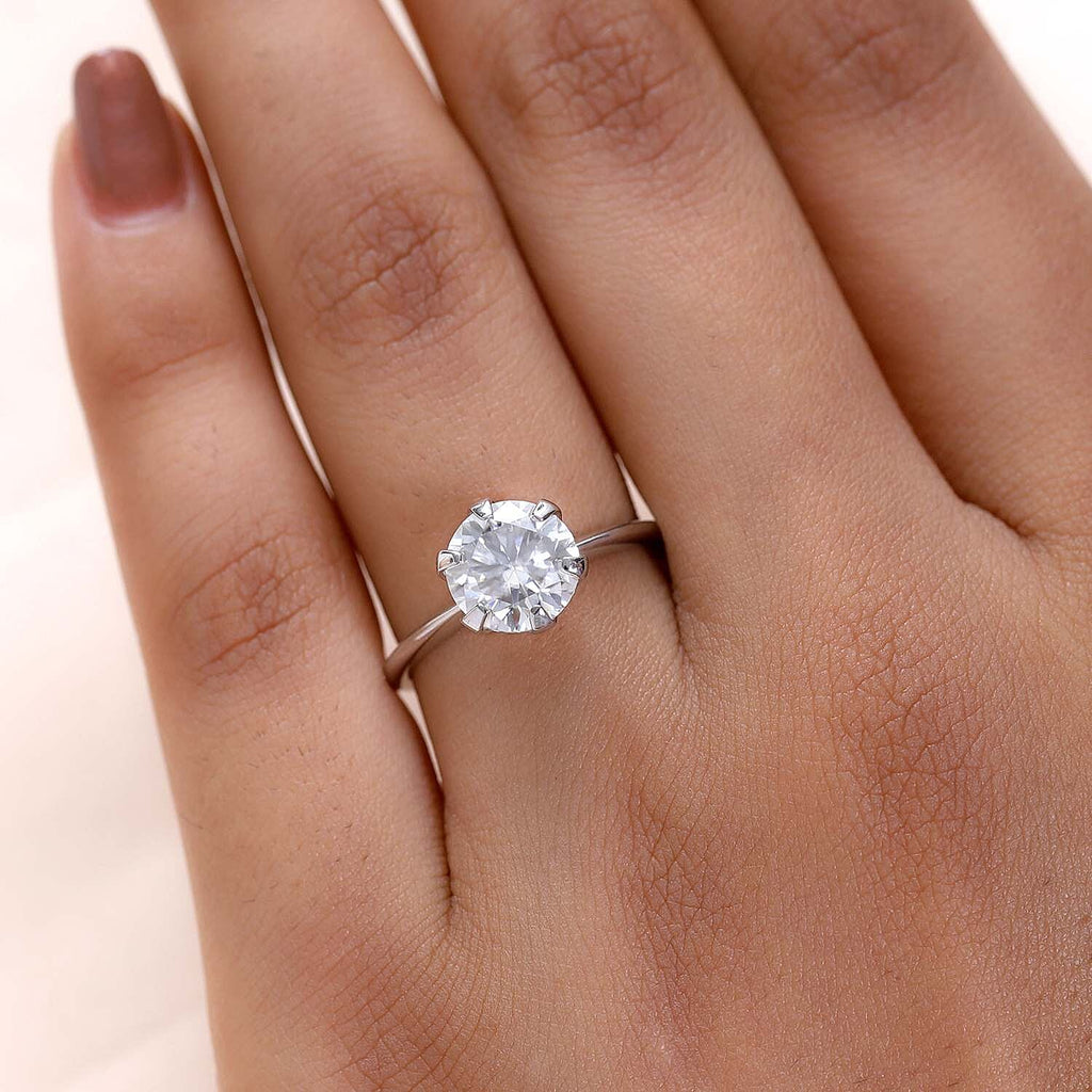 Moissanite Solitaire Ring in Sterling Silver 1.69 Ct.