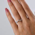 Moissanite Wishbone Ring in Yellow Gold Plated Sterling Silver