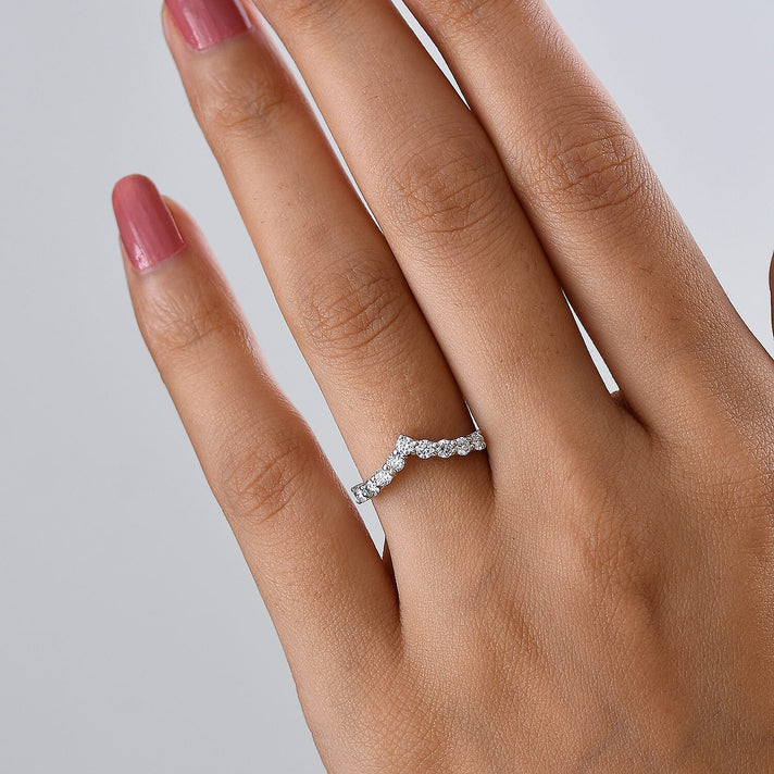 Moissanite Wishbone Ring in Yellow Gold Plated Sterling Silver 8522973 2