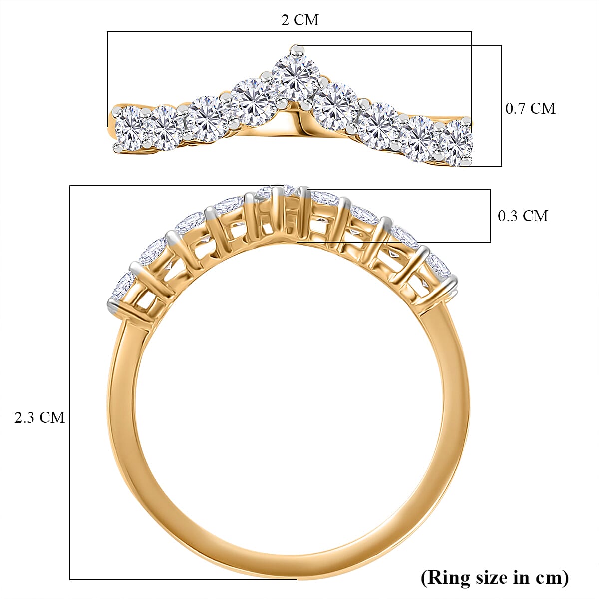 Moissanite Wishbone Ring in Yellow Gold Plated Sterling Silver 8522973 6