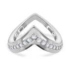 Moissanite Wishbone Ring in Platinum Overlay Sterling Silver