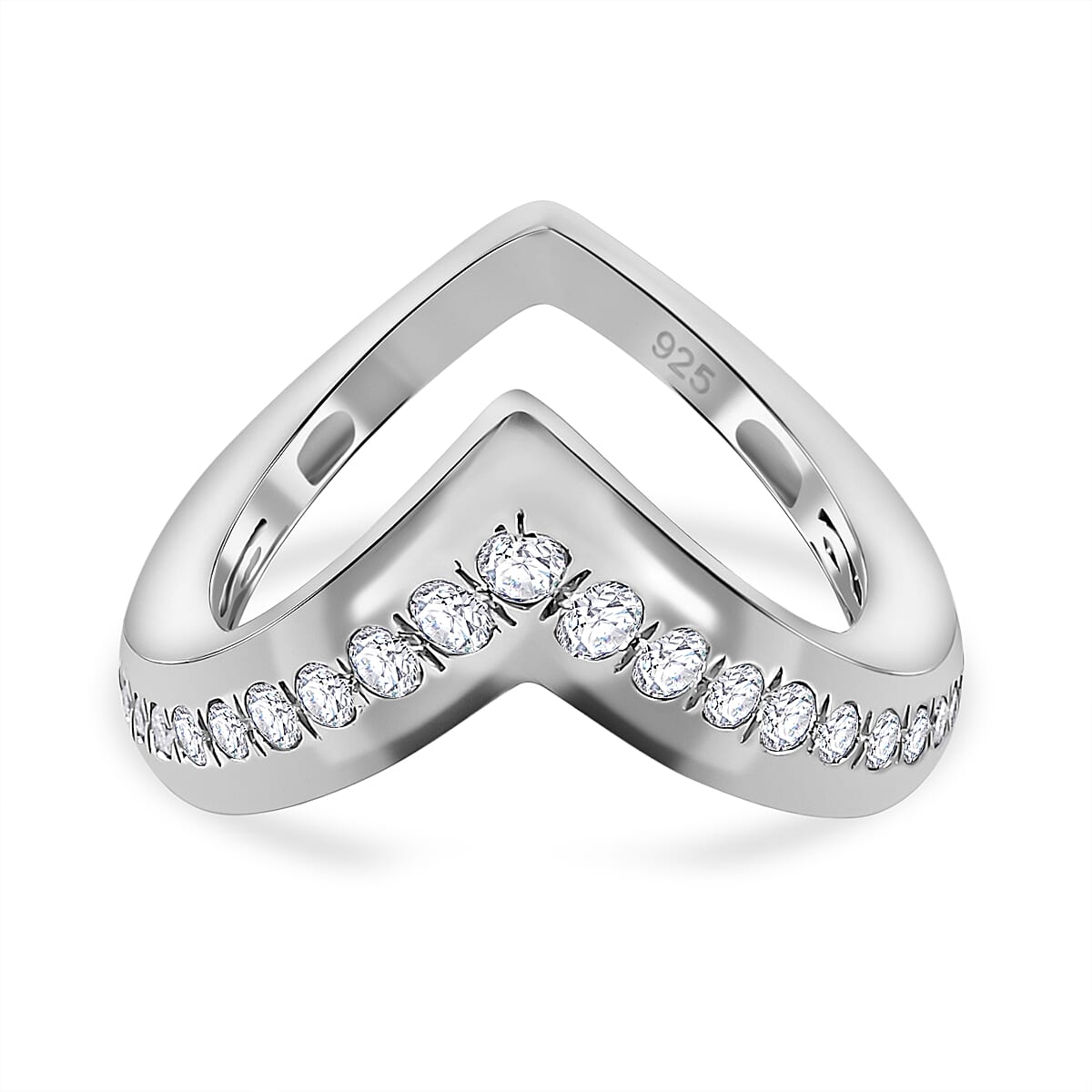 Moissanite Wishbone Ring in Platinum Overlay Sterling Silver 0.45 ct  0.538  Ct. 7750302 0