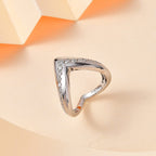 Moissanite Wishbone Ring in Platinum Overlay Sterling Silver