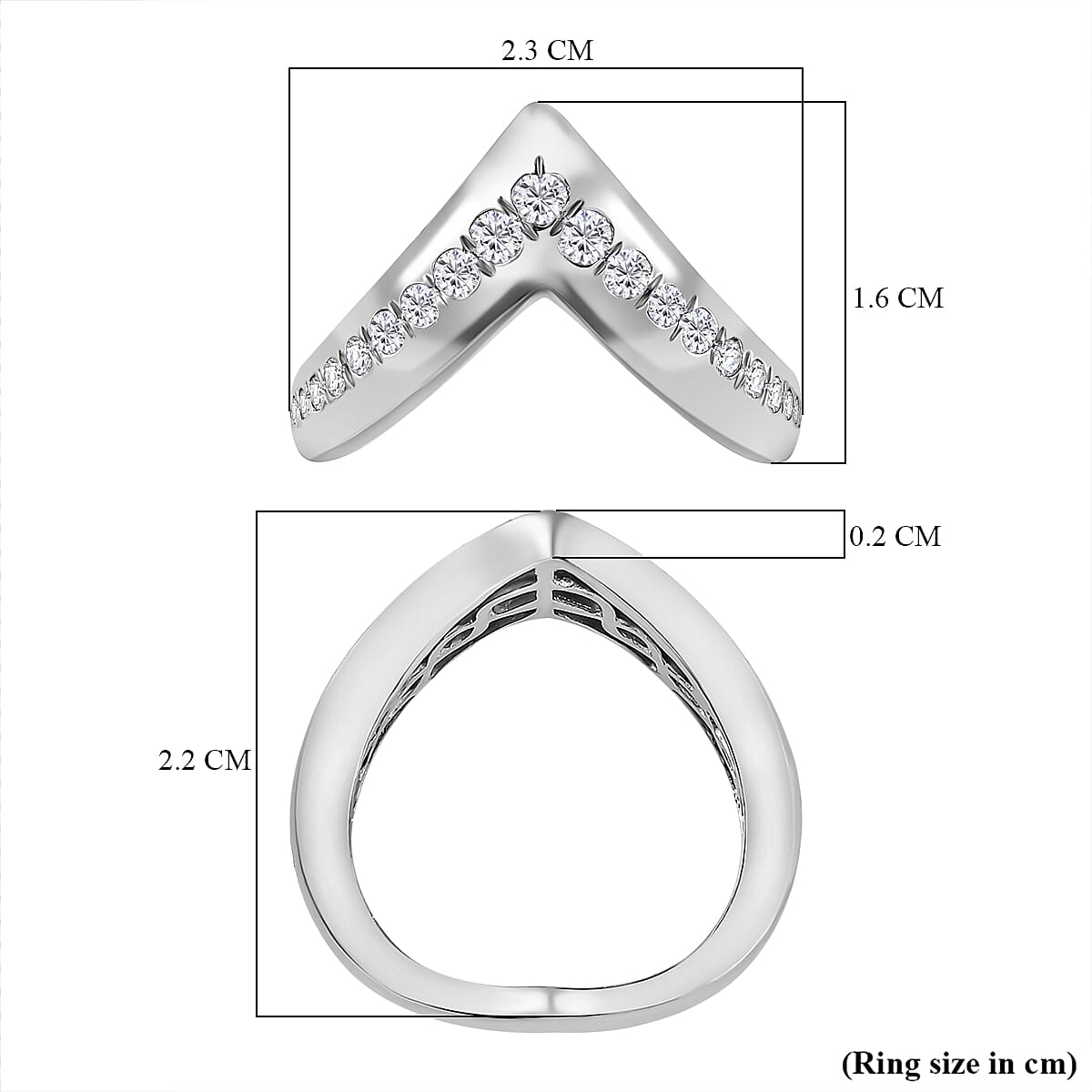 Moissanite Wishbone Ring in Platinum Overlay Sterling Silver 0.45 ct  0.538  Ct. 7750302 6