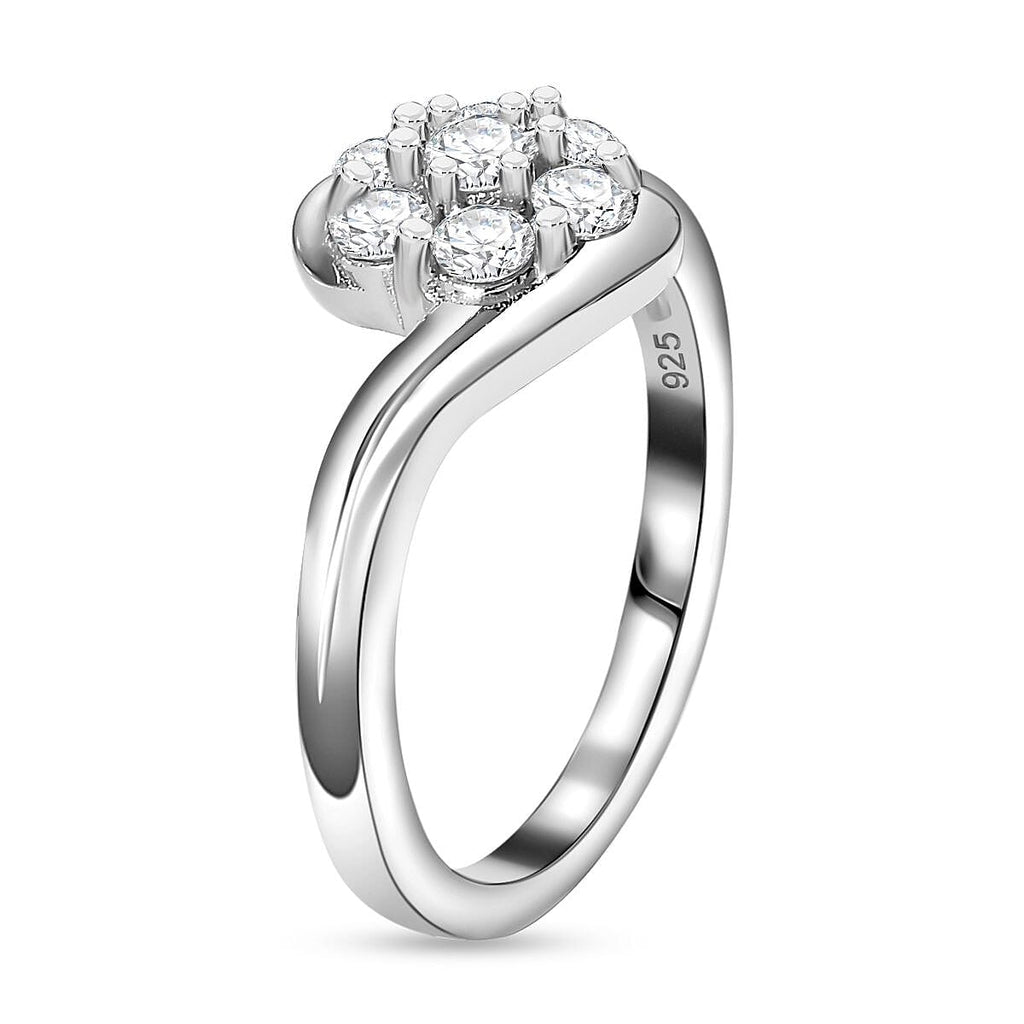 Moissanite Ring in Platinum Overlay Sterling Silver