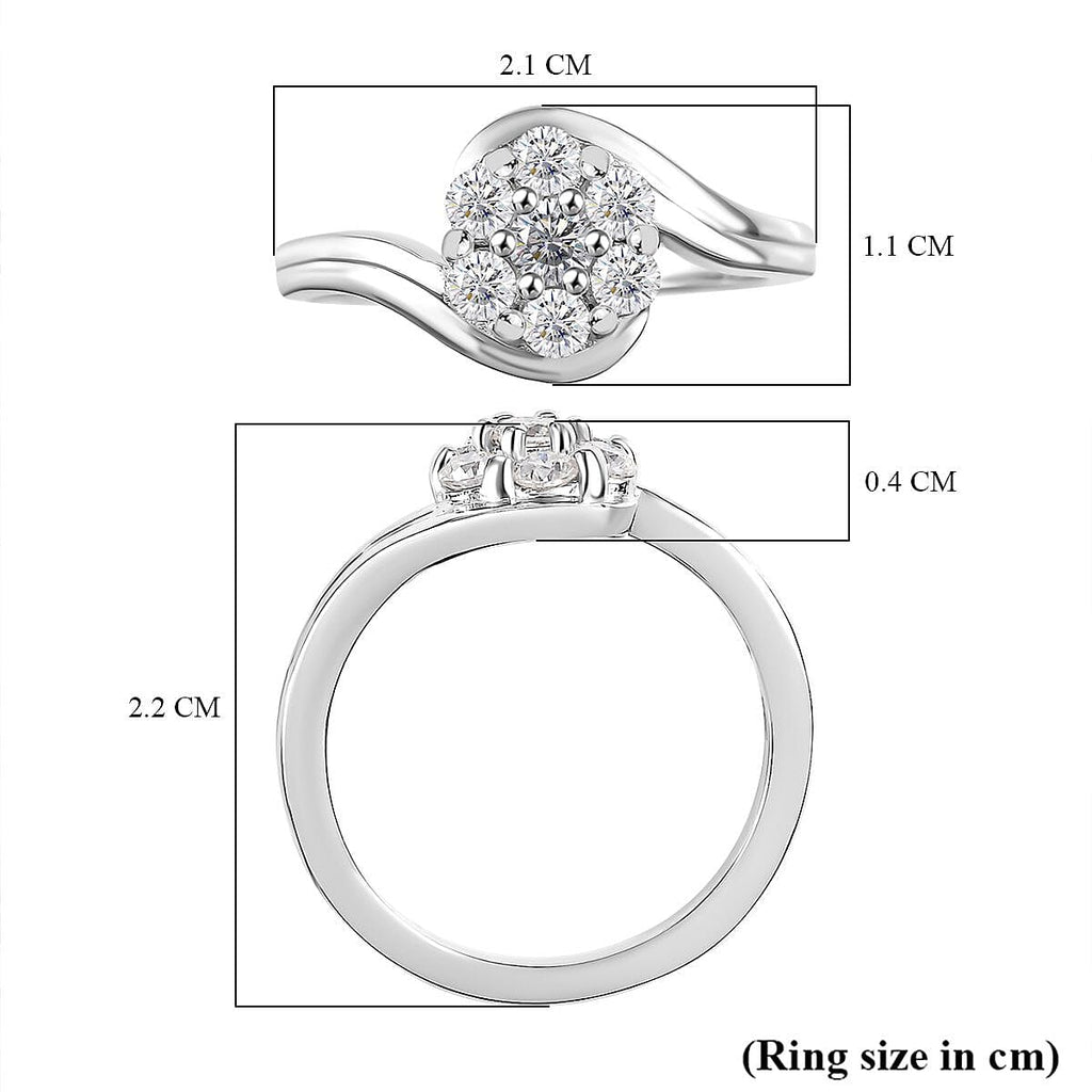 Moissanite Ring in Platinum Overlay Sterling Silver