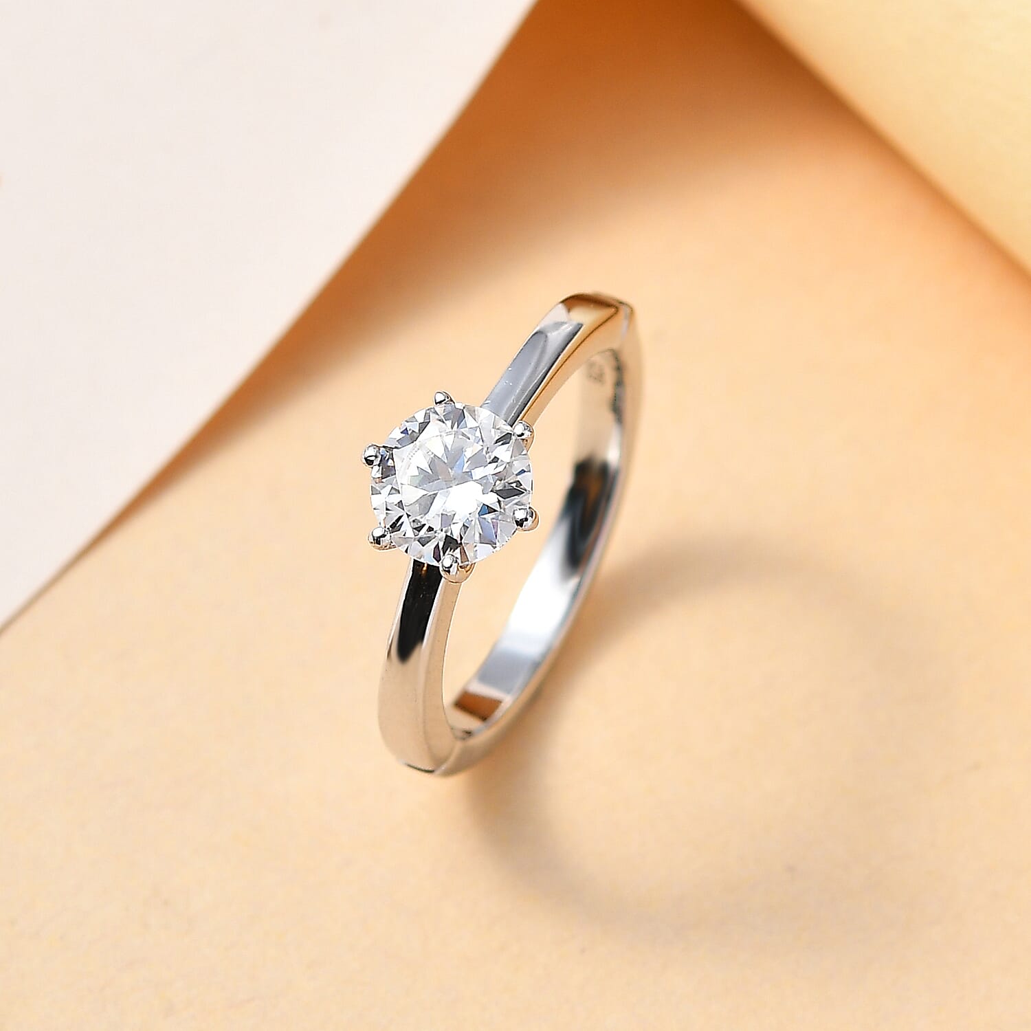 First Time Ever OPENABLE  Moissanite Solitaire Ring in Platinum Overlay Sterling Silver 7533670 1