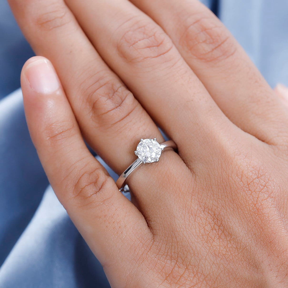First Time Ever OPENABLE  Moissanite Solitaire Ring in Platinum Overlay Sterling Silver 7533670 2