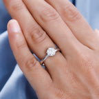 First Time Ever OPENABLE  Moissanite Solitaire Ring in Platinum Overlay Sterling Silver