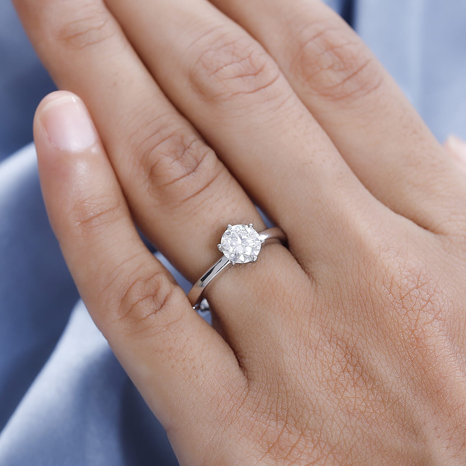 First Time Ever OPENABLE  Moissanite Solitaire Ring in Platinum Overlay Sterling Silver 7533670 2