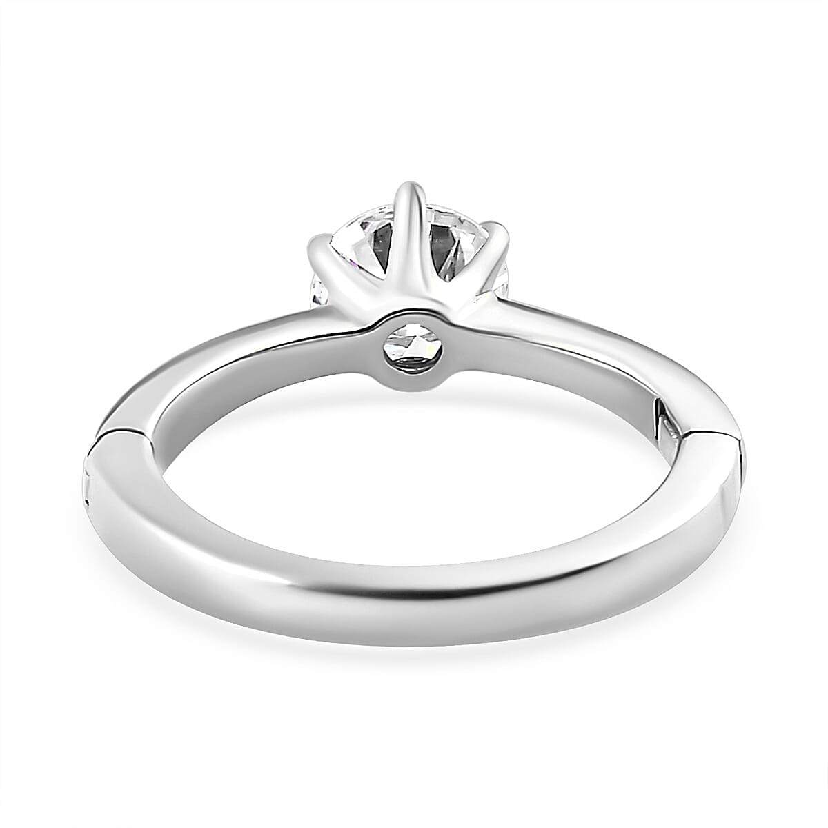 First Time Ever OPENABLE  Moissanite Solitaire Ring in Platinum Overlay Sterling Silver 7533670 4