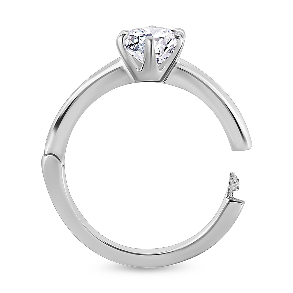First Time Ever OPENABLE  Moissanite Solitaire Ring in Platinum Overlay Sterling Silver 7533670 5