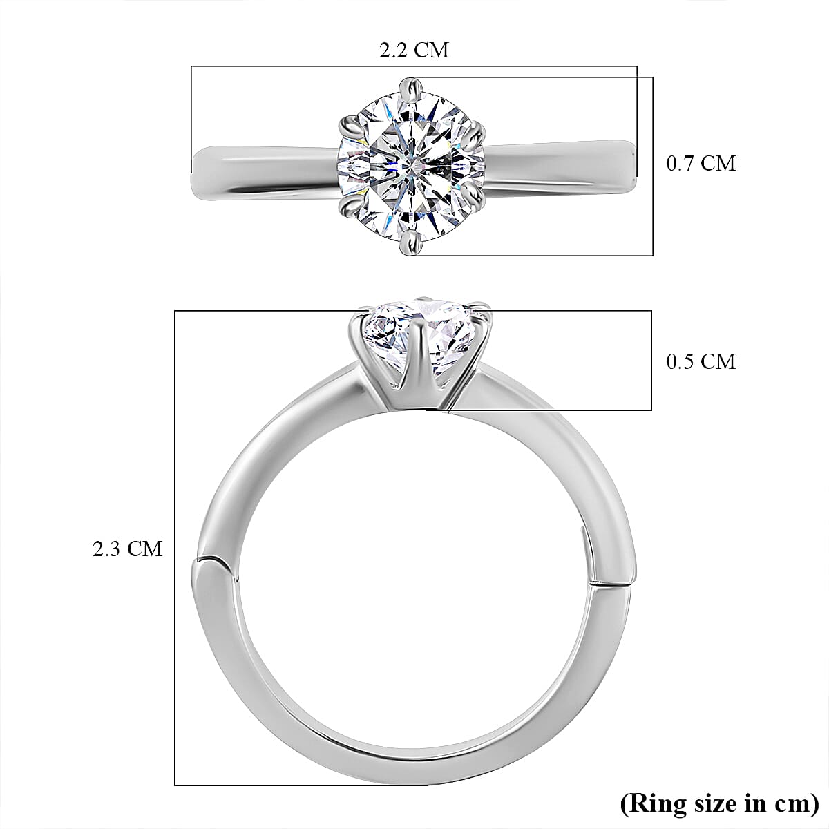 First Time Ever OPENABLE  Moissanite Solitaire Ring in Platinum Overlay Sterling Silver 7533670 6