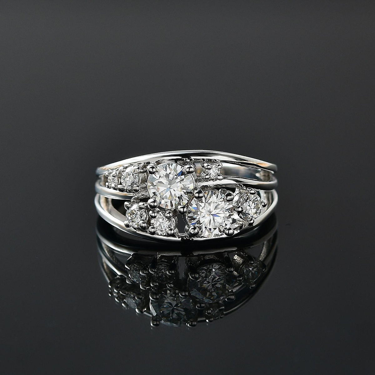 Designer Inspired - Moissanite Bubble Ring in Platinum Overlay Sterling Silver 1.34 Ct. 7678871 1