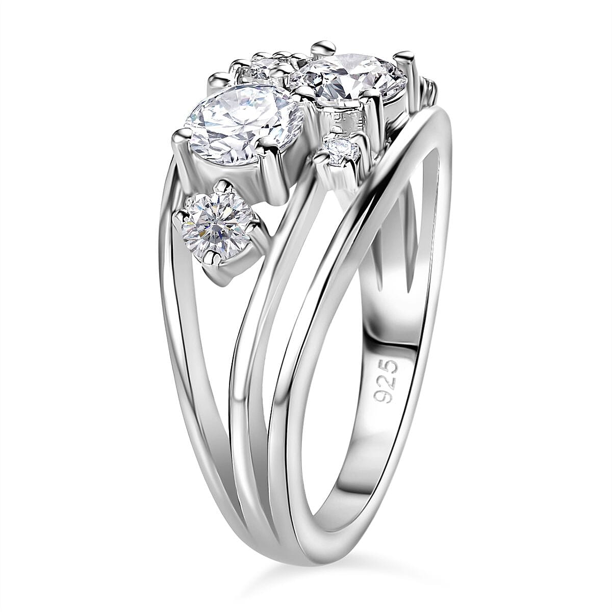 Designer Inspired - Moissanite Bubble Ring in Platinum Overlay Sterling Silver 1.34 Ct. 7678871 3