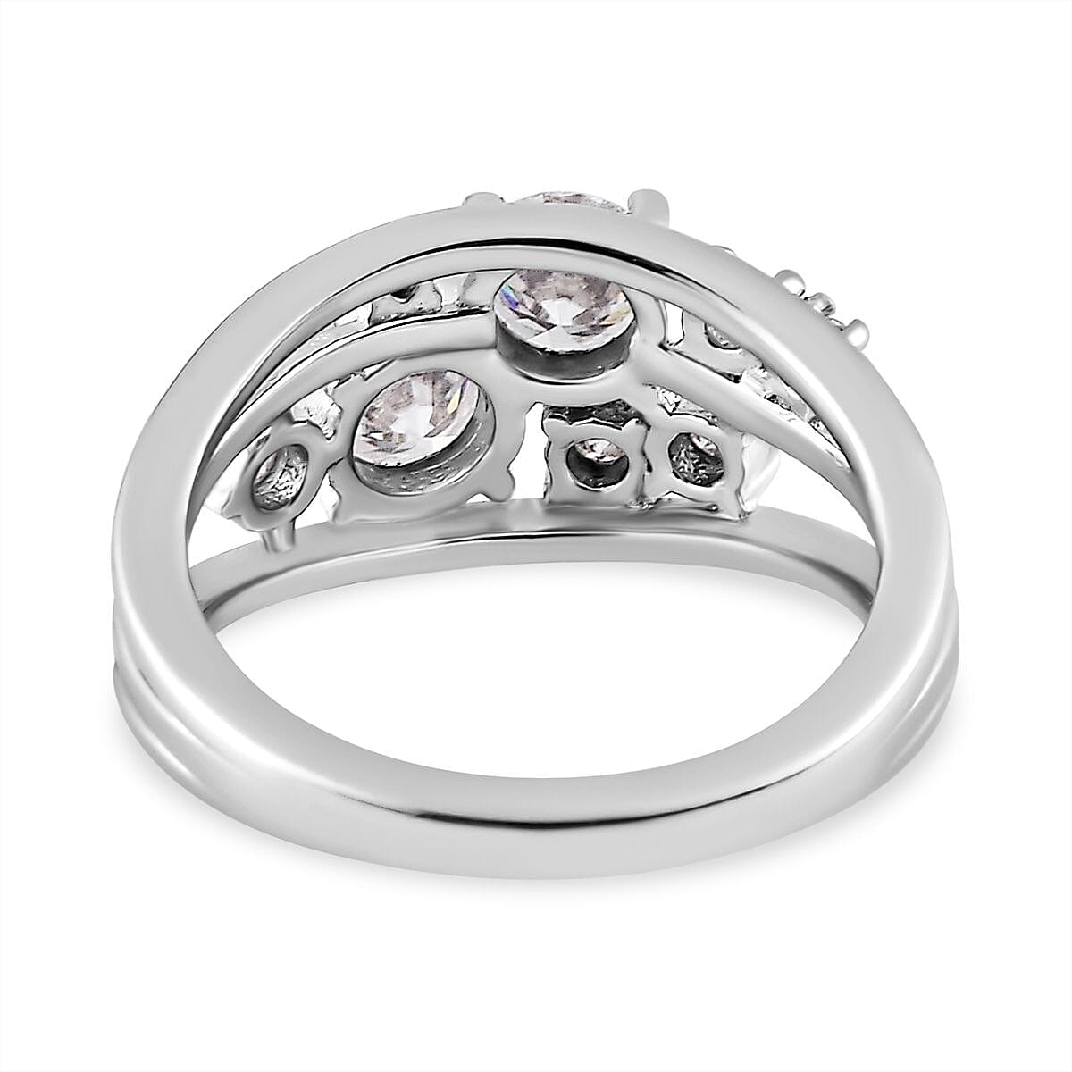 Designer Inspired - Moissanite Bubble Ring in Platinum Overlay Sterling Silver 1.34 Ct. 7678871 4