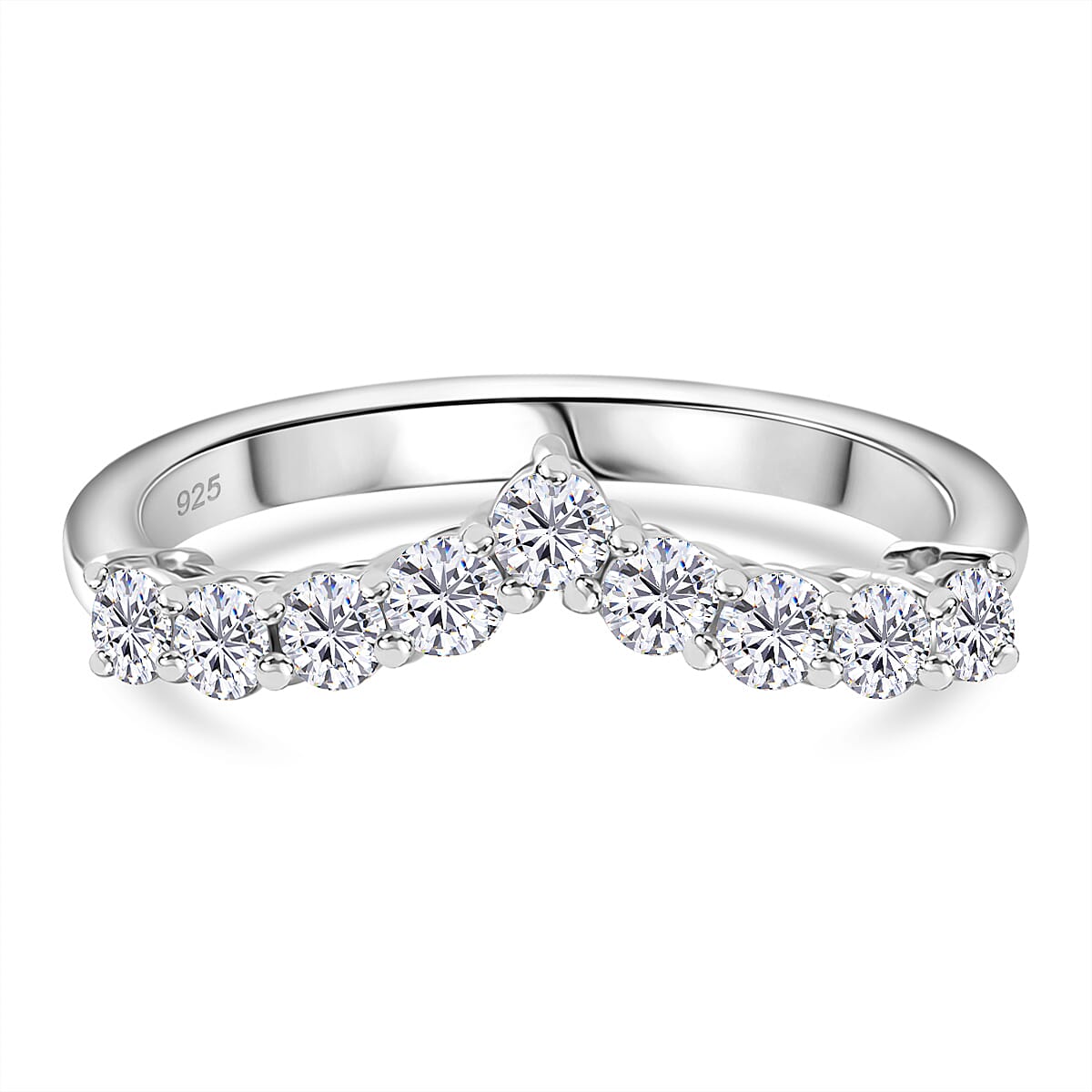 Moissanite Wishbone Ring in Platinum Overlay Sterling Silver 8522633 0