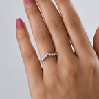 Moissanite Wishbone Ring in Platinum Overlay Sterling Silver