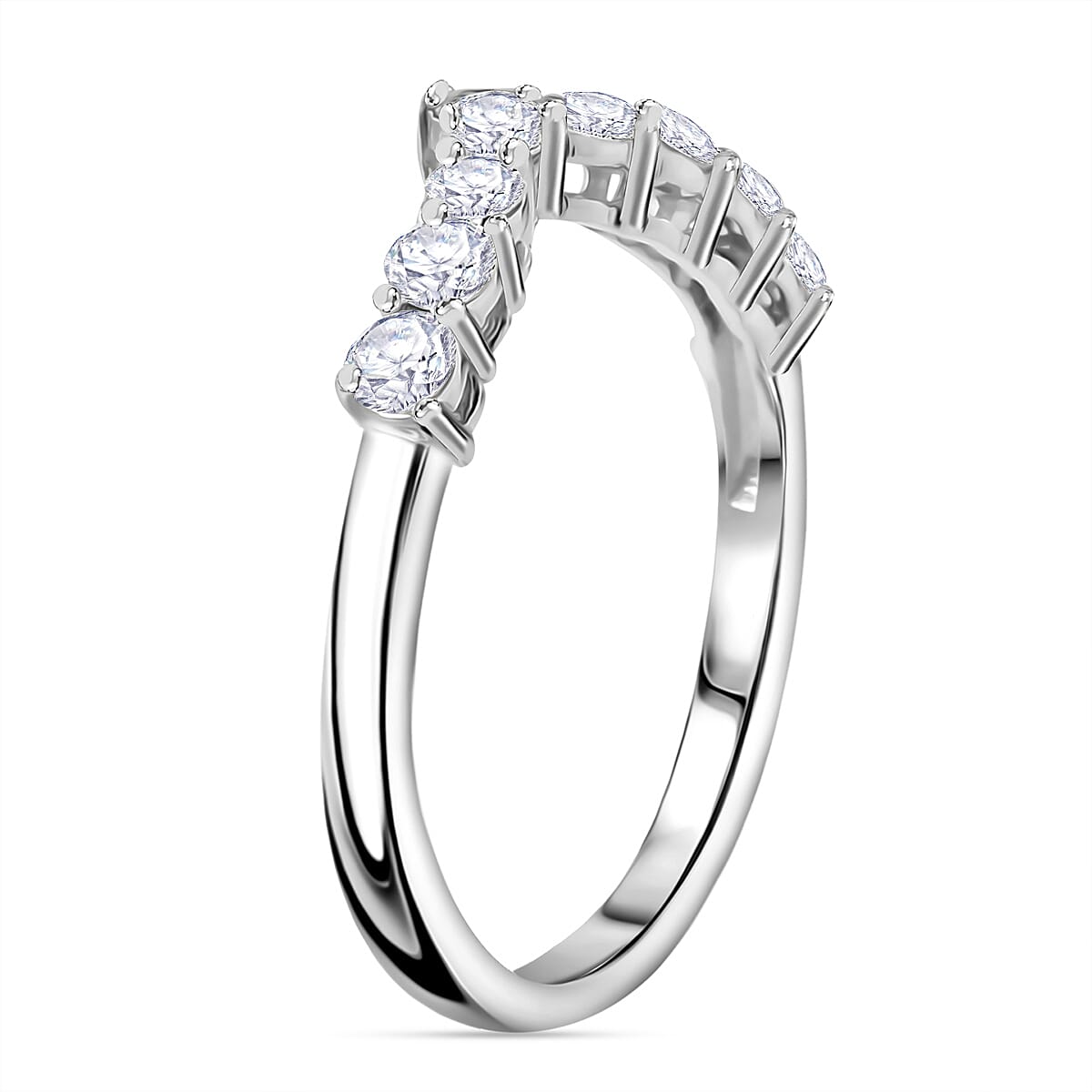 Moissanite Wishbone Ring in Platinum Overlay Sterling Silver 8522633 4
