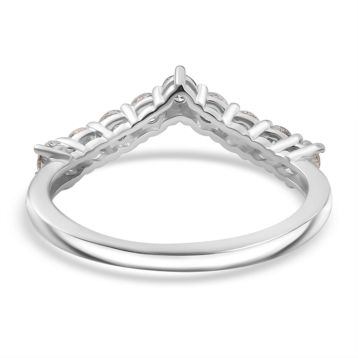 Moissanite Wishbone Ring in Platinum Overlay Sterling Silver 8522633 5