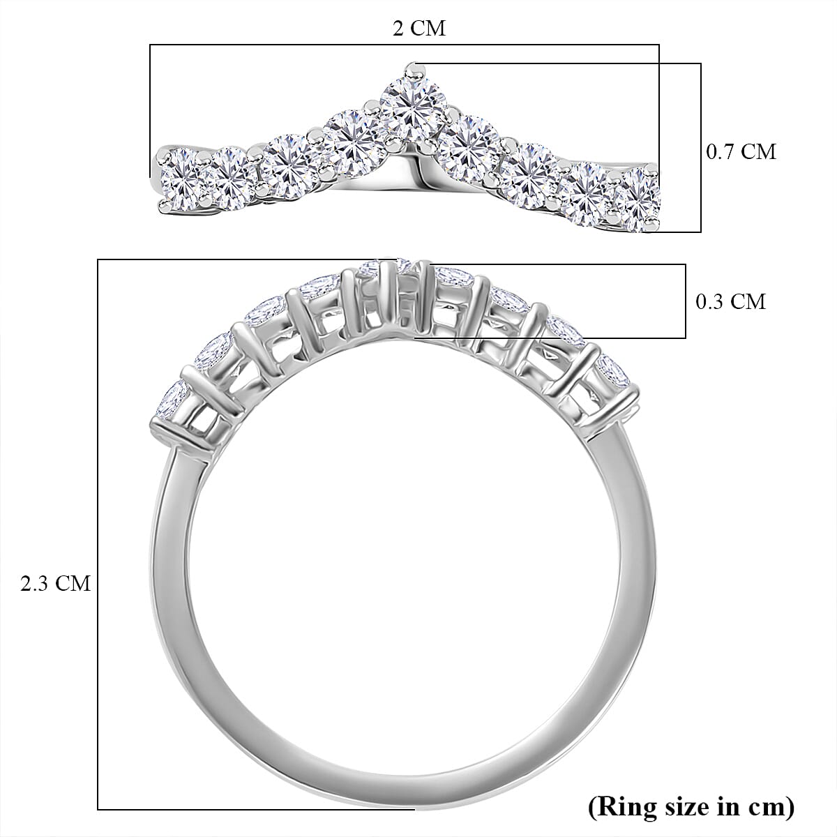 Moissanite Wishbone Ring in Platinum Overlay Sterling Silver 8522633 6