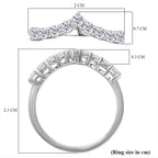 Moissanite Wishbone Ring in Platinum Overlay Sterling Silver