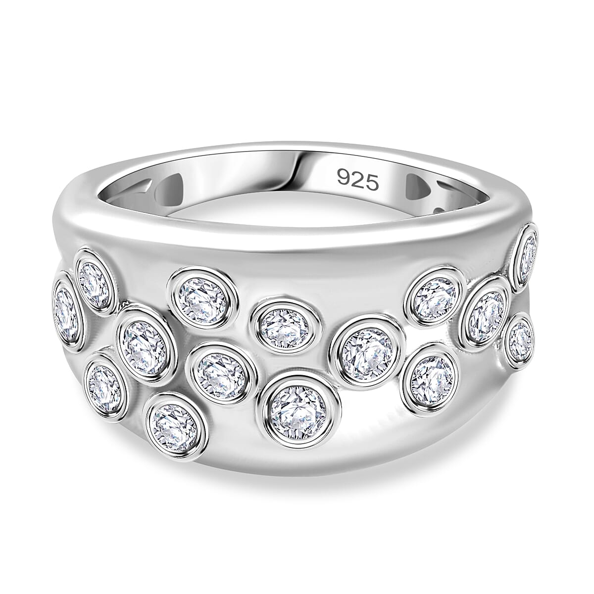 0.6 Ct. Moissanite Cluster Ring in Rhodium Sterling Silver 7784681 0