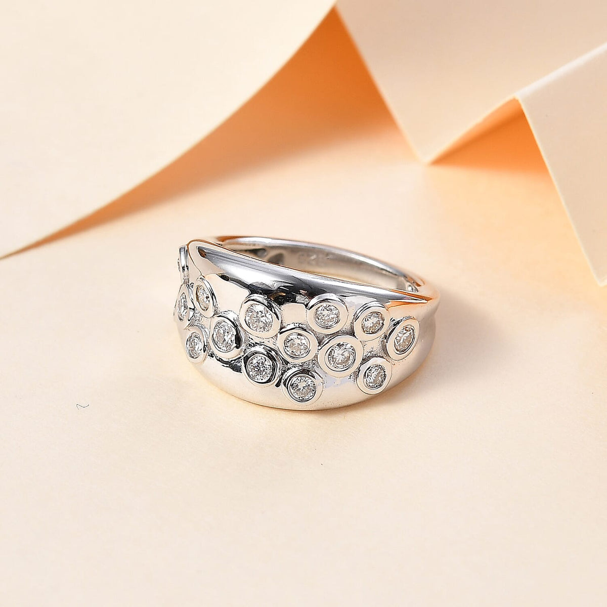 0.6 Ct. Moissanite Cluster Ring in Rhodium Sterling Silver 7784681 2