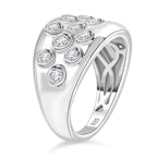 Moissanite Bubble Ring in Rhodium Overlay Sterling Silver