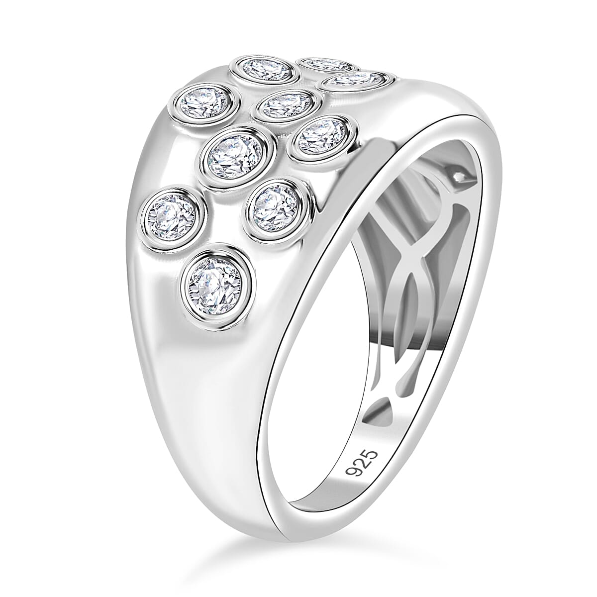 0.6 Ct. Moissanite Cluster Ring in Rhodium Sterling Silver 7784681 4