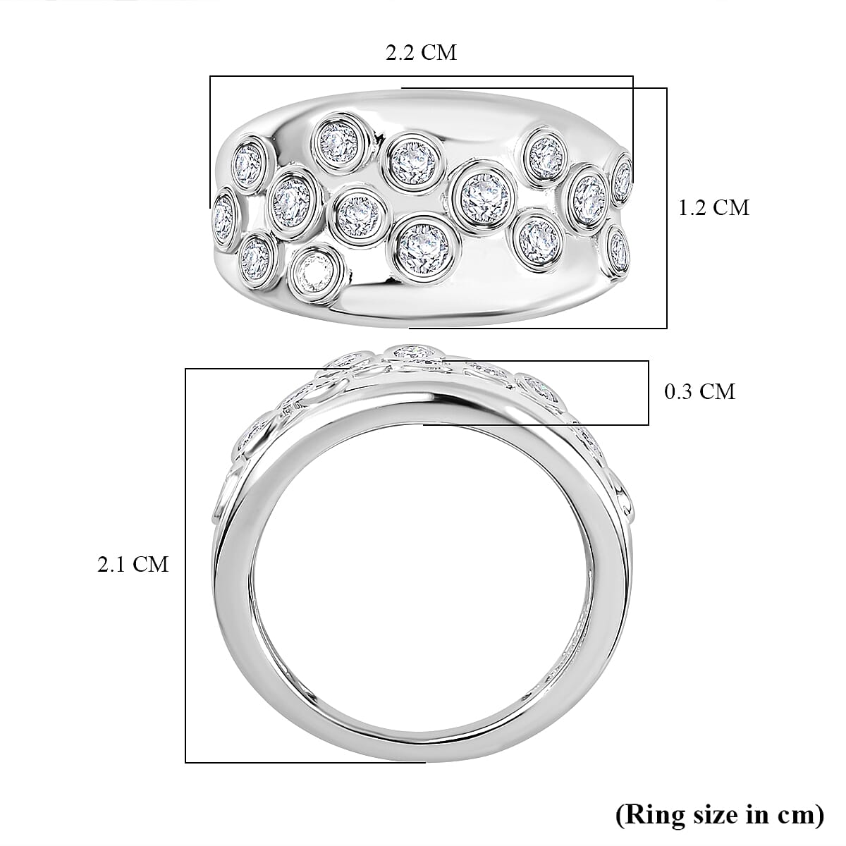 0.6 Ct. Moissanite Cluster Ring in Rhodium Sterling Silver 7784681 6